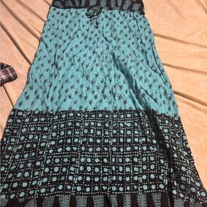 Teal and Black Printed Maxi dress Women
